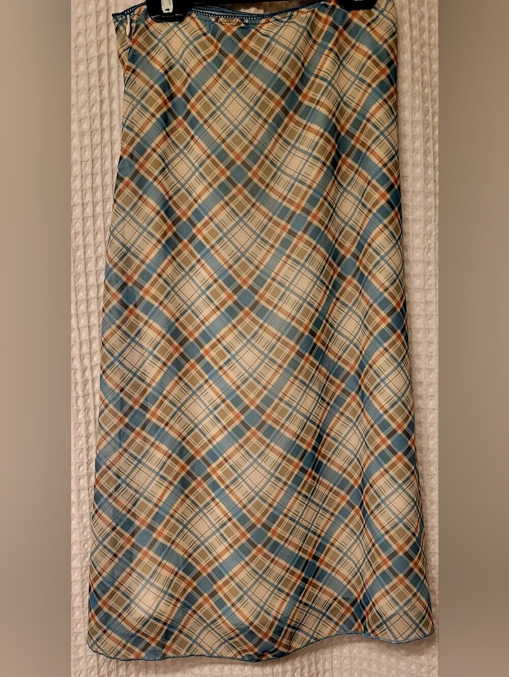 Girls Plaid Full LengthSkirt in Cream, Blue & Brown